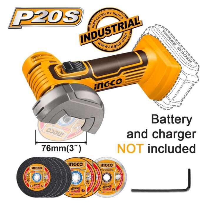 Μίνι Τροχός Μπαταρίας 76mm 20V Solo CAGLI76011 Ingco
