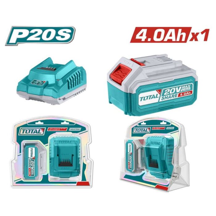 Σετ Μπαταρία & Φορτιστής 20V 1x4.0Ah TFBCPK1214 TOTAL