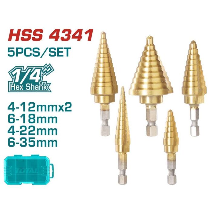 Σετ Τρυπάνια Κωνικά HSS 1/4" 5 Τεμ. TACSD2051 TOTAL