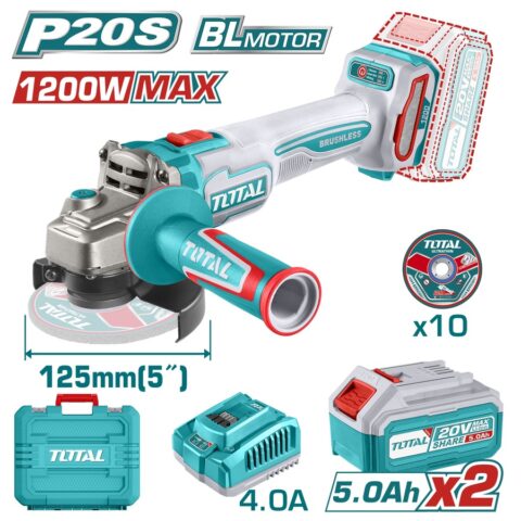 Γωνιακός Τροχός 125mm Μπαταρίας 20V 2X5.0Ah TAGLI2212532E TOTAL